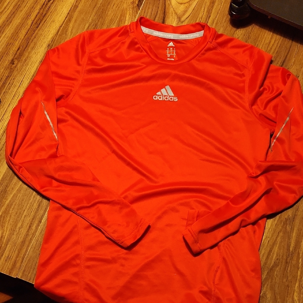 Adidas Men's Orange Long Sleeve Tee